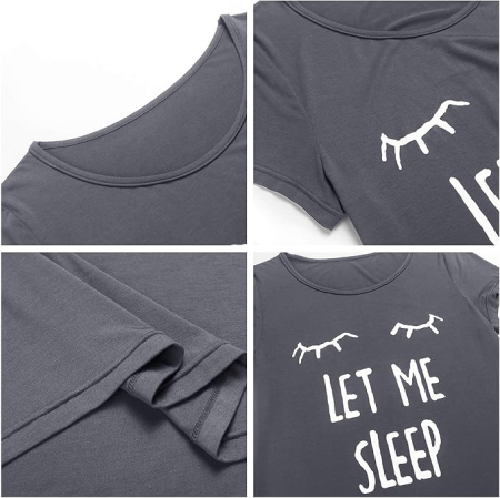 Camasa lejera de somn pentru femei, din material moale, gri S [6]