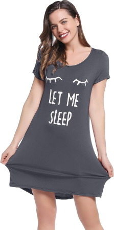 Camasa lejera de somn pentru femei, din material moale, gri S [3]