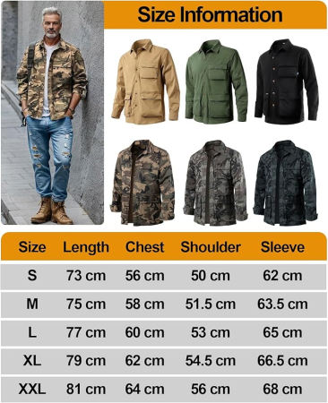 Camasa maro lejera tip jacheta, cu maneca lunga, buzunare mari, pentru barbati M [5]