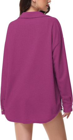 Cămașă roz cu nasturi si mânecă lungă pentru femei, 2XL [4]