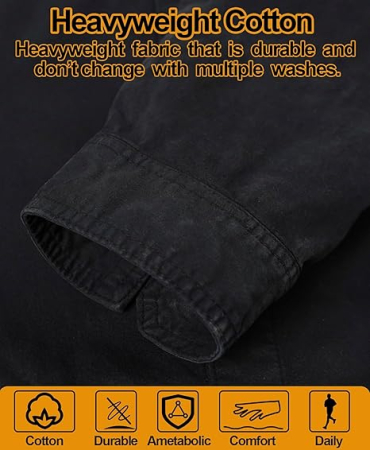 Camasa neagra lejera tip jacheta, cu maneca lunga, buzunare mari, pentru barbati M [3]