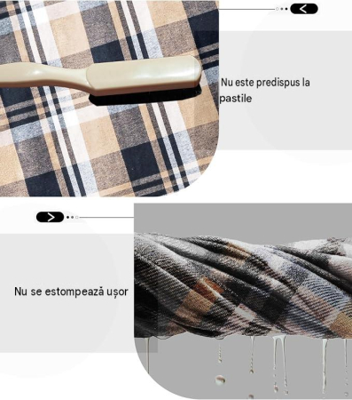 Camasi subtiri tip jacheta, in carouri, cu gluga si nasturi, 3XL, set 3 bucati, crem, mov albastru [4]