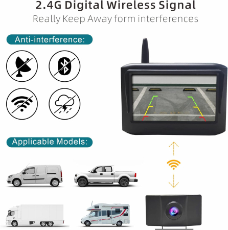 Cameră auto Wifi, Kit de monitorizare a camerei de marșarier, monitor de 4,3", vedere la 150° [2]