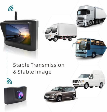 Cameră auto Wifi, Kit de monitorizare a camerei de marșarier, monitor de 4,3", vedere la 150° [5]