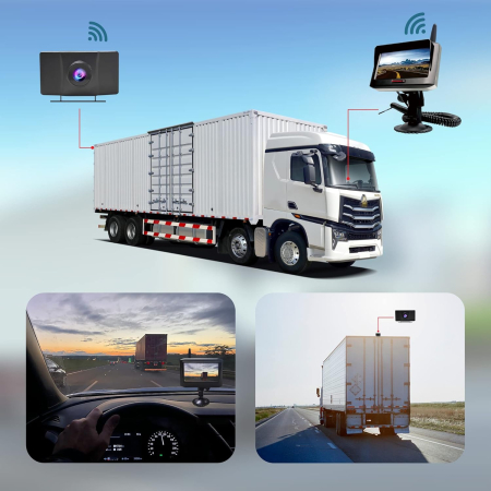 Cameră auto Wifi, Kit de monitorizare a camerei de marșarier, monitor de 4,3", vedere la 150° [7]