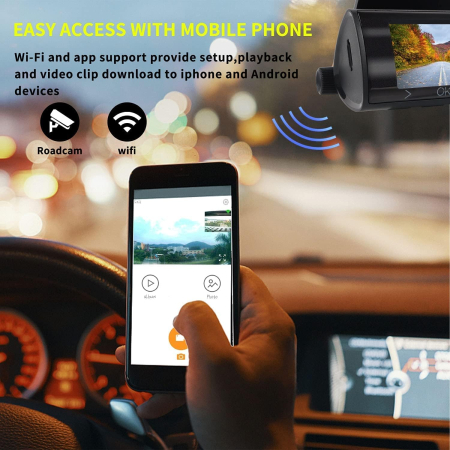 Cameră auto duală față și spate cu aplicație, WiFi 4K HD,vedere nocturnă, WDR, înregistrare în buclă, unghi larg de 170°, senzor G [1]