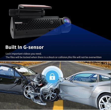 Cameră auto duală față și spate cu aplicație, WiFi 4K HD,vedere nocturnă, WDR, înregistrare în buclă, unghi larg de 170°, senzor G [4]