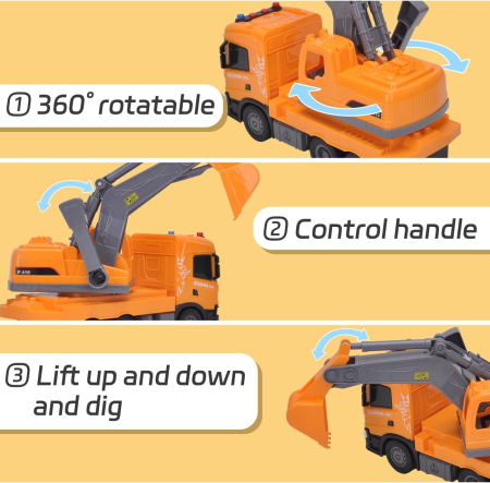 Excavator in miniatura cu lumini si sunete, scara 1:64 [2]
