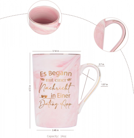 Cana de ceai cu capac si lingurita lunga, ceramica roz 400 ml [6]