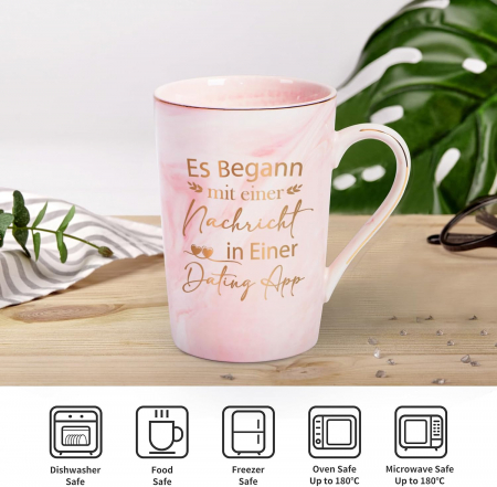 Cana de ceai cu capac si lingurita lunga, ceramica roz 400 ml [4]