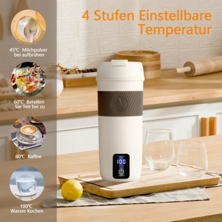 Cana termica 380ml, 300W, alimentare la 220V, alba, incalzire rapida, temperatura reglabila [1]