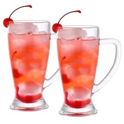 cani - Cani din sticla transparenta pentru cafea, ceai, suc, set 2 bucati, 380ml