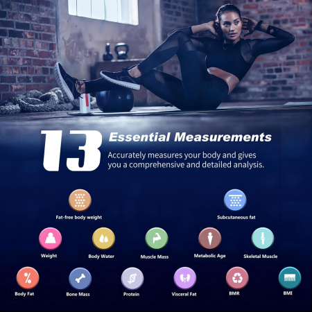 Cântar digital pentru grăsimi corporale, masă musculară cu APP 180 kg , Bluetooth, IMC, greutate, apă și masă musculară [3]