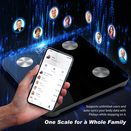 Cântar digital pentru grăsimi corporale, masă musculară cu APP 180 kg , Bluetooth, IMC, greutate, apă și masă musculară [5]