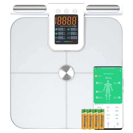 Cantare corporale - Cântar de analiză corporală cu ecran mare pentru afișaj, 8 senzori preciși și aplicație, 32 de măsurători