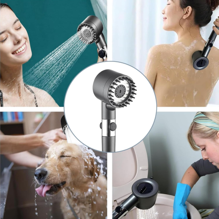 Cap de dus cu 3 moduride jet, presiune mare, cu furtun de 1.5 m, negru [5]