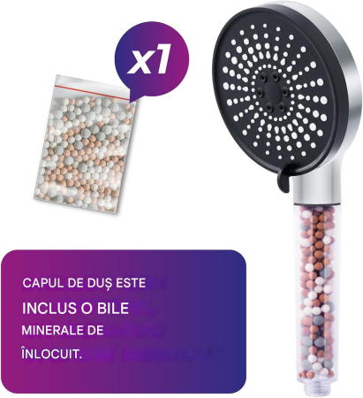 Cap de dus cu 5 moduri de pulverizare a apei, filtru anticalcar [4]