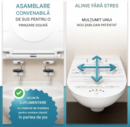 Capac WC Universal cu Închidere Soft, D-Shape, Duroplast Alb, Quick Release, Montare de Sus, 150 kg [5]