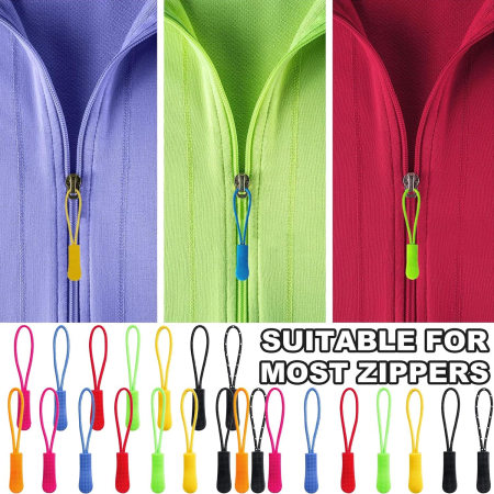 Capete metalice de fermoare, 5 argintii, 5 negre si 24 tragatoare multicolore [4]