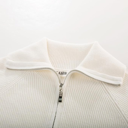 Cardigan, bluza tricotata cu maneci lungi si fermoar dublu pentru fete 8 ani [4]