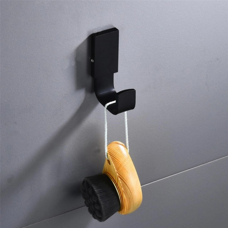 suporturi si accesorii baie - Carlig metalic negru mat pentru prosoape