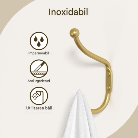 Carlige aurii din otel inoxidabil pentru baie, hol, bucatarie, 4 bucati cu accesorii [4]