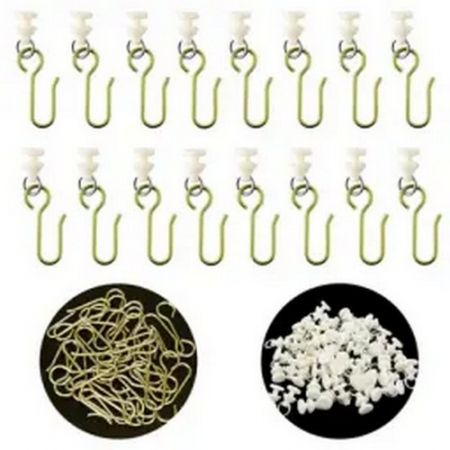 Accesorii perdele si draperii - Carlige metalice de perdele compatibile cu sine plate, 50 seturi