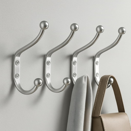 Carlige arginti din otel inoxidabil pentru baie, hol, bucatarie, 4 bucati cu accesorii [3]