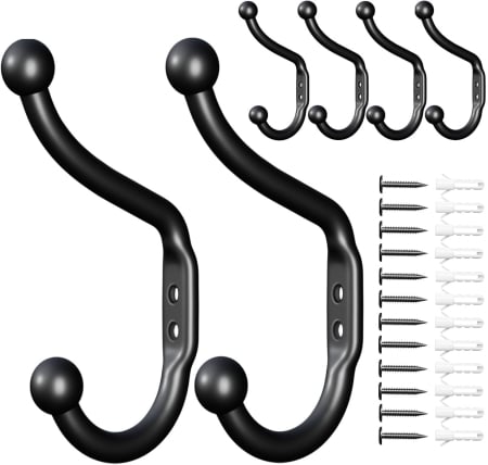 suporturi si accesorii baie - Carlige negre din otel inoxidabil pentru baie, hol, bucatarie, 10 bucati cu accesorii