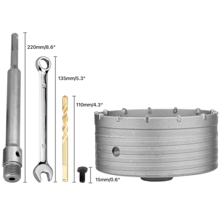Carota pentru beton 120 mm, cu extensie SDS plus de 220 mm și burghiu central 8x110 mm [1]