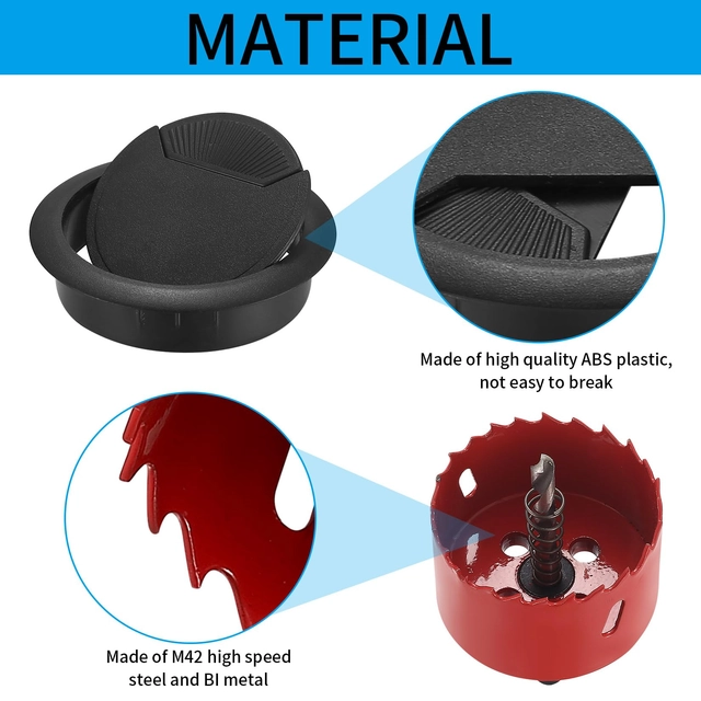 Carota pentru lemn si metal de 60mm cu 10 treceri negre de cabluri [2]