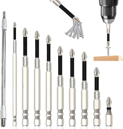 Seturi si accesorii pentru gaurit si insurubat - Set 10 Biți Șurubelniță K5 Phillips, Magnetici, Antiderapanți, Hex 1/4”