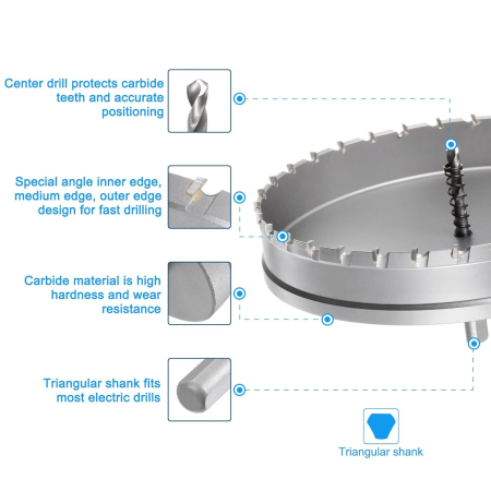 Carota pentru otel, plastic, fier, cupru, alamă 190 cm, tijă triunghiulară și două burghie [2]