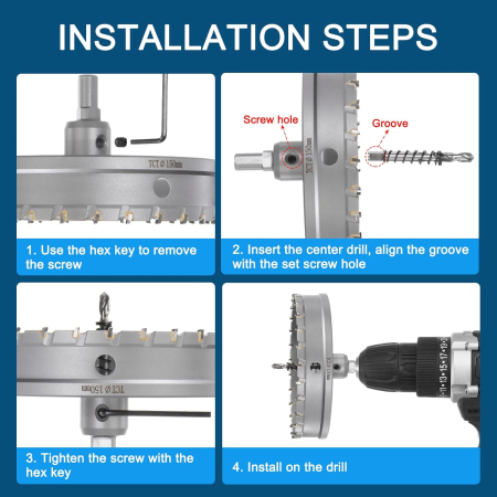 Carota pentru otel, plastic, fier, cupru, alamă 190 cm, tijă triunghiulară și două burghie [3]