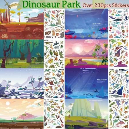 Carte cu 230 stickere cu diferite tipuri de dinozauri [1]