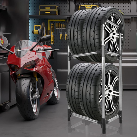 Raft demontabil pe 2 niveluri pentru depozitare 4 anvelope, 57.2x37.3x114.6cm [1]