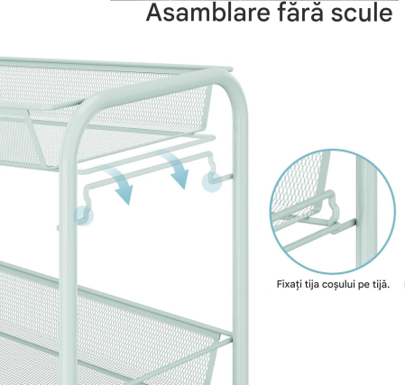 Carucior de depozitare metalic verde cu 4 polite pentru baie, bucatarie, birou 43.6x25.9x82.8 cm [4]