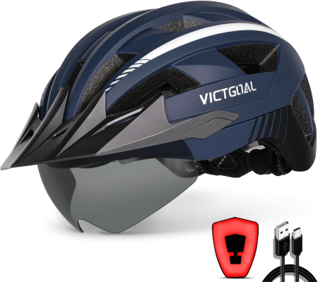 ACCESORII NOU NASCUTI - Cască Bicicletă Adulți MTB, 59-63 cm, 21 Ventilații, Ochelari Magnetici, LED Spate, XL