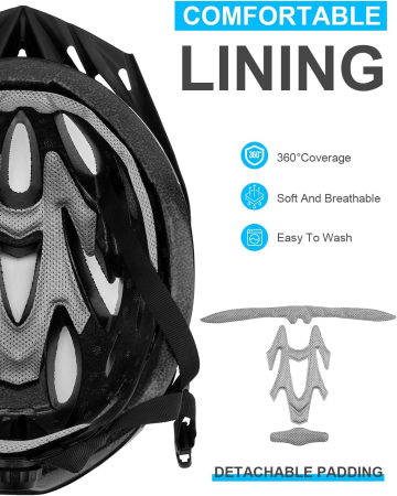 Cască Bicicletă cu LED, 56-62 cm, 220 g, 18 Ventilații, Vizieră Detașabilă [1]