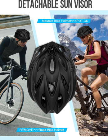 Cască Bicicletă cu LED, 56-62 cm, 220 g, 18 Ventilații, Vizieră Detașabilă [6]