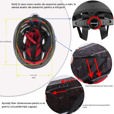 Cască rosie Bicicletă pentru Adulți, MTB/Road, CE, Vizieră Magnetică Detașabilă UV400, Reglabilă 57-61 cm, 7 Ventilații, 230 g [4]