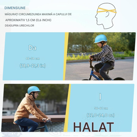 Casca de bicicletă pentru copii si bărbați, reglabilă, 7 canale de ventilație – albastru S [4]