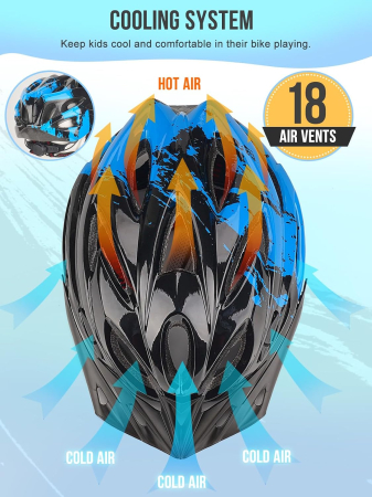 Casca de bicicletă pentru copii reglabilă, negru/albastru, marime M (54–59 cm) [3]