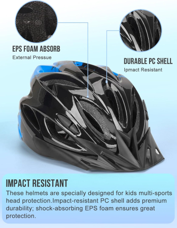 Casca de bicicletă pentru copii reglabilă, negru/albastru, marime M (54–59 cm) [2]