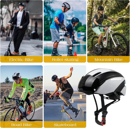 Cască Bicicletă pentru Adulți, MTB/Road, CE, Vizieră Magnetică Detașabilă UV400, Reglabilă 57-61 cm, 7 Ventilații, 230 g [7]