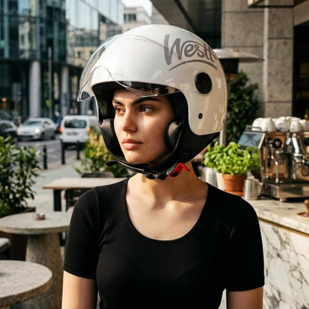 Casca protectie moped alba marimea M [6]