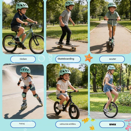 Cască Bicicletă Copii LIRENGUI, LED Spate Reîncărcabil, 19 Ventilații, Reglabilă, M, 51-54 cm [6]