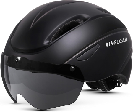Echipamente de protectie copii - Cască neagra Bicicletă pentru Adulți, MTB/Road, CE, Vizieră Magnetică Detașabilă UV400, Reglabilă 57-61 cm, 7 Ventilații, 230 g