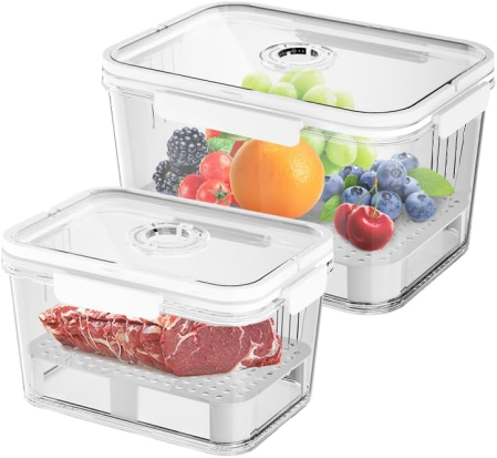 CUTII ALIMENTARE - Caserole depozitare alimente cu capace si blat inaltat, set 2 bucati, 2 dimensiuni