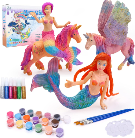 PICTURA - Sirene cu unicorni de pictat, jucarii artizanat, set complet cu accesorii
